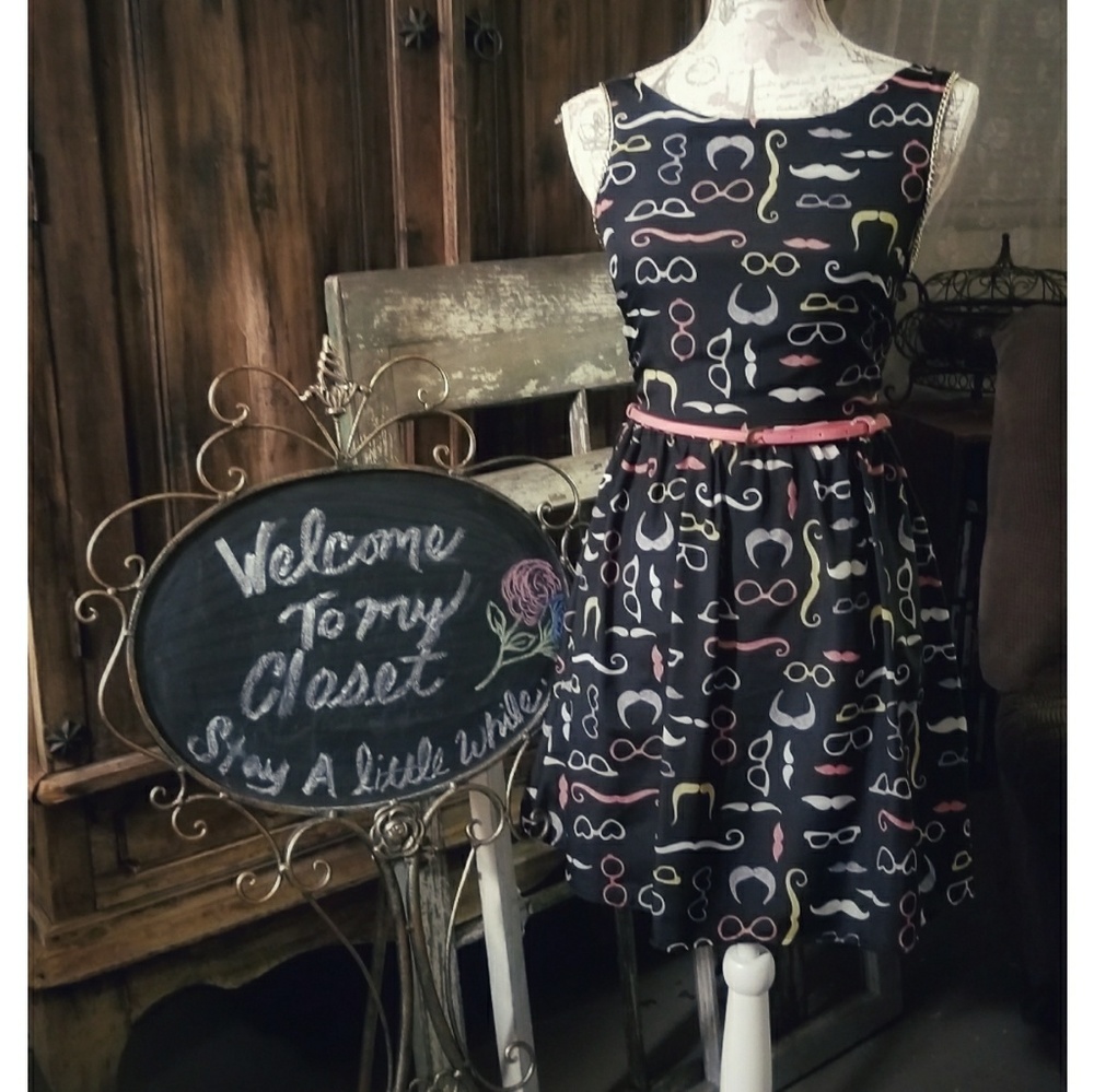 SOLD- Mustache & Sunglasses Dress